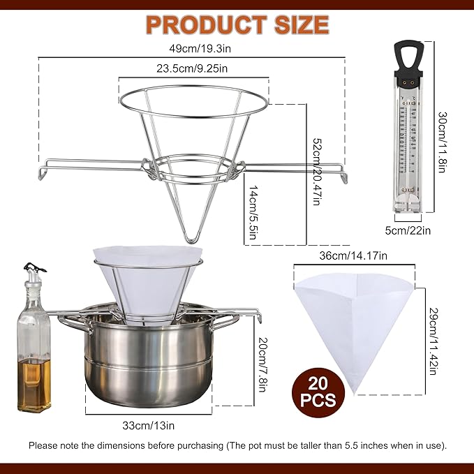 Maple Syrup Tree Tapping Kit with 8L Bags &amp Maple Syrup Cone Filter Holder Stand with Thermometer