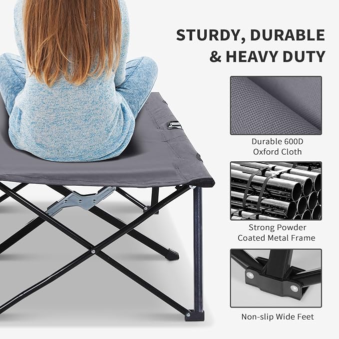 Elevated Camping Cot 2-Person Portable Sleeping Cot with Carry Bag