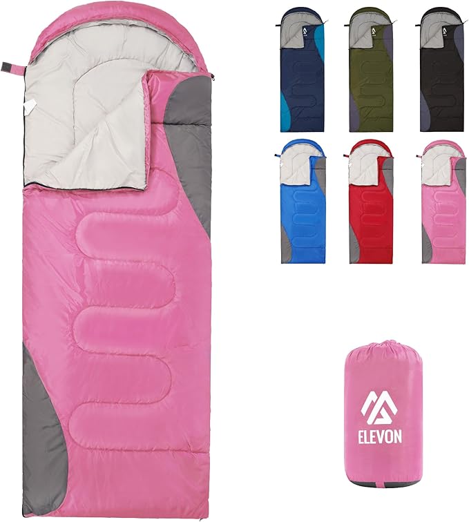 Elevon Double Sleeping Bag 2 Pillows for Adults Queen Size XL Sleeping Bag Waterproof Compact with Compression Sack 2 Person Sleeping Bags Cold Warm Weather- 3 Seasons Backpacking Hiking Travel