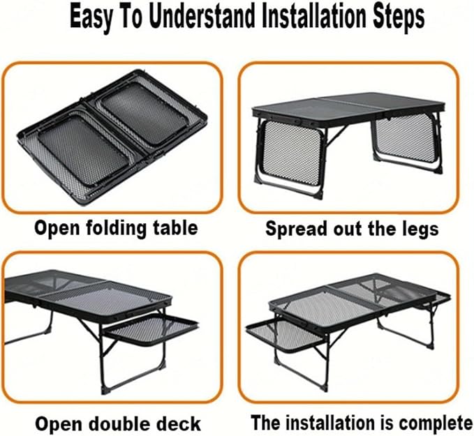 25x13x11in Outdoor Folding Picnic Table Grill Camping Table for 4-6 Person Portable Light Weight Aluminum Table Fast Setup for Picnic Garden Patio Dining BBQ Party