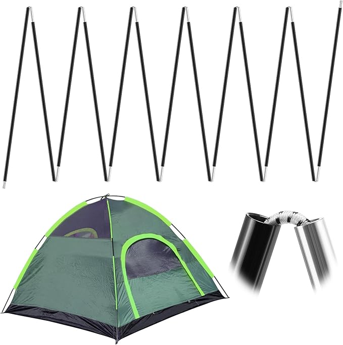 Aluminum Tent Poles Replacement - Pre-Assembled Tent Poles Stakes Fits Both Female and Male Ends - Lightweight Tent Pole Repair Kit for Hiking Camping Backpacking Tent 16FT 3IN