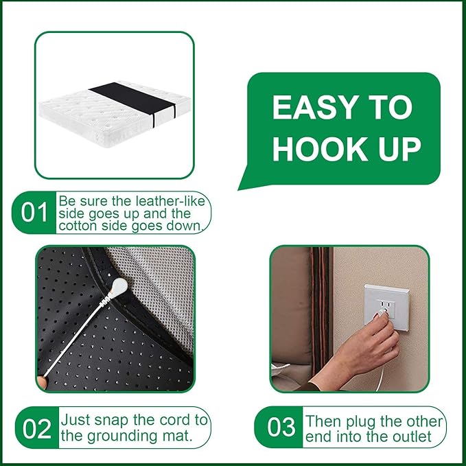 Grounding Mat Grounding Sleep Mat 54’’x 71’ Perforated Design 100% Conductive Carbon Leatherette Grounding Mats Fits for Full Size