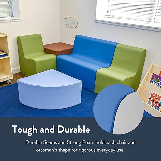 Children's Factory Contour Chair Mix-and-Match Classroom Seating Foam-Filled and Water-Resistant Flexible Seating for Classroom Elementary Size Small Deep Water
