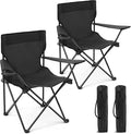 Folding Camping Chairs 2 Pack for Adults 300LBS Capacity Foldable Portable Lawn Chairs with Carry Bag Compact Design for Camp Beach Picnics and Outdoor (Black)
