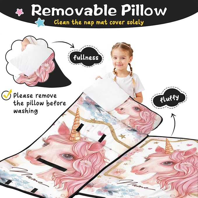 Toddler Sleeping Bag with Blanket &amp Pillow – Personalized Roll-Up Nap Mat with Custom Name for Kids