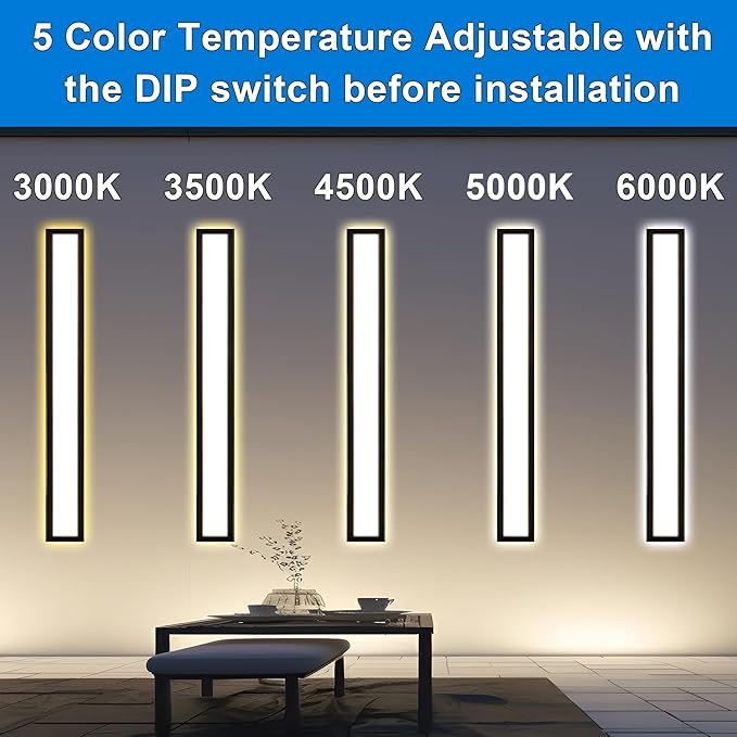 MELUCEE 2 Pack 40 Inch Outside Wall Lights for House 5 Color Dimmable Outside Wall Led Linear Lights Black Long Exterior Sconce Wall Mount Lighting for Balcony Porch Garage Stair 3000K-6000K