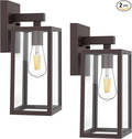 MAXvolador Outdoor Wall Sconce Exterior Waterproof Wall Lantern Light Fixture Dark Chocolate Porch Light Glass Anti-Rust E26 Patio Lighting 2 Pack