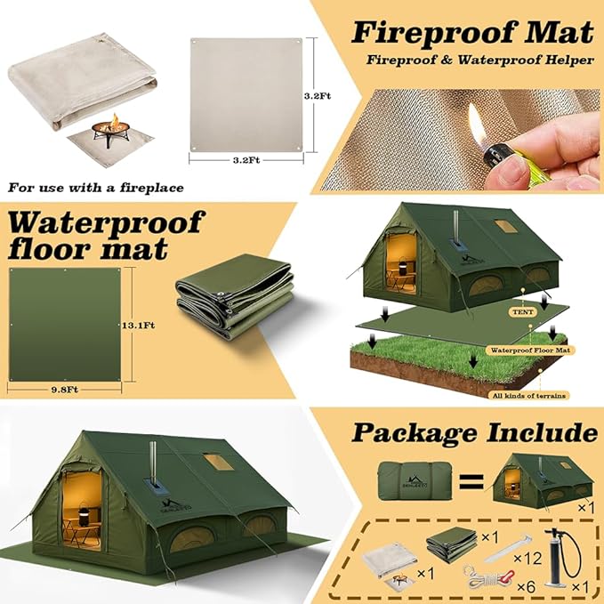 Inflatable Tents for Camping Large Inflatable Camping Tent with Hand Pump Easy Setup Tents for 4-6 People Portable Glamping Tent