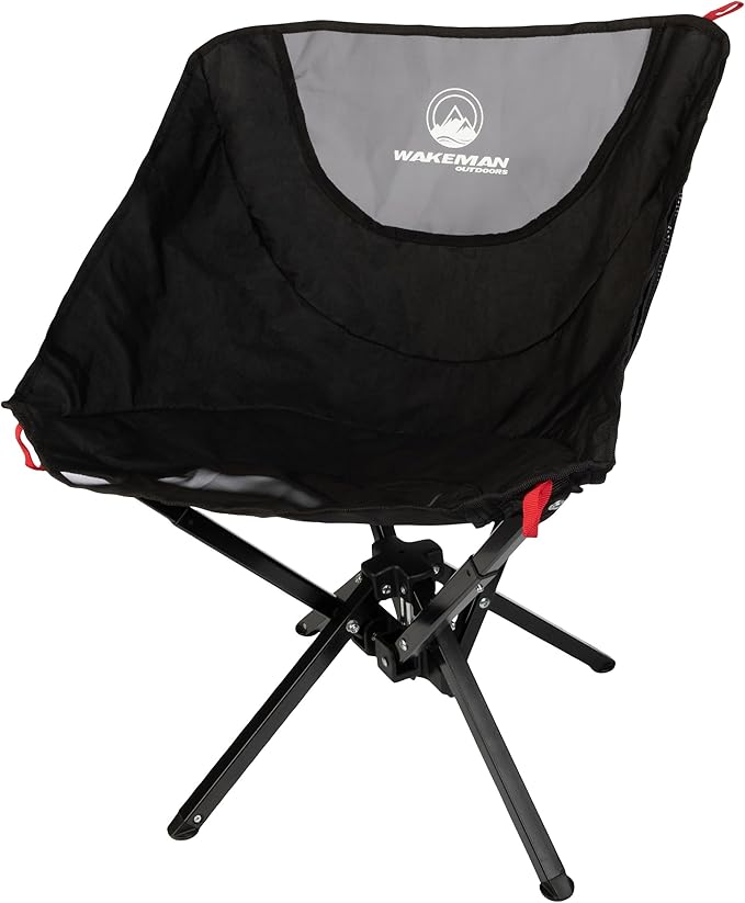 Portable Camping Chair - Compact Foldable and Lightweight Backpacking Chair with Carrying Bag - Backpacking Gear for Picnic Camp Hiking and Outdoor Field Use by Wakeman (Black)