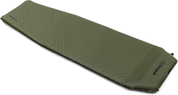 Snugpak Elite Oversized Self Inflating Mat with Built In Pillow and Non-Slip Bottom Olive