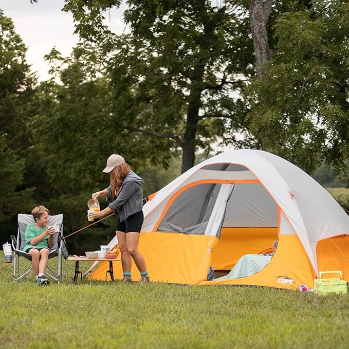 CORE Tent for Family Camping Hiking and Backpacking | 3 Person / 4 Person / 6 Person / 9 Person Person Dome Camp Tents with Included Tent Gear Loft for Outdoor Accessories