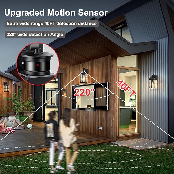 Porch Lights Outdoor 2 PackMotion Sensor Exterior Light Fixture with Dusk to Dawn Outdoor Wall Lights Modern Sconce Lights for House Patio Front Door Garage