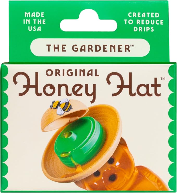 The Gardener Patented Drip-Catching Lid Replacement for Honey Bear Bottles &amp Table Syrup Bottles/No Mess Kitchen Gadget/Honey &amp Table Syrup Bottle Topper/Made in USA