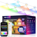Smart Permanent Outdoor Lights 50ft with 36 LED RGB String Lights IP67 Waterproof Eaves Light with 44 Scene Modes for Halloween Christmas Birthday Holiday Party APP/Voice/Remote Control