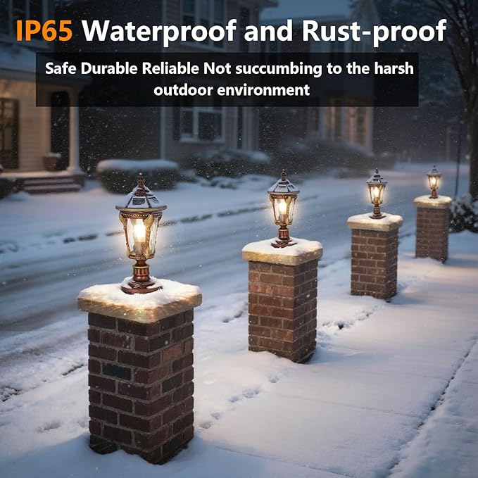 SLAWA Outdoor Solar Column Caps Lamps Modern Exterior Lamp Post Lights - Aluminum Glass Waterproof Deck Pillar Lights for Fence Entry Lawn Landscape Path