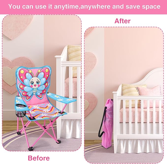 KABOER Kids Outdoor Folding Lawn and Camping Chair with Cup Holder and Carrying Bag Children's Camping Chairs