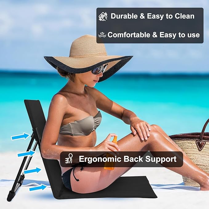 2 Pack Foldable Seat for Poolside Chairs Portable Outdoor Poolside Chairs for Edge of Pool Beach Chair SwimmingPool Accessories Pool Seats for EdgeBeach Camping Picnic Lawn Accessories-Black