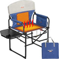 SUNNYFEEL Heated Camping Directors Chair Heavy DutyOversized Outdoor Portable Heating Folding Chair with Side Table Pocket for Beach FishingTripPicnicLawnConcert Foldable Camp Chairs