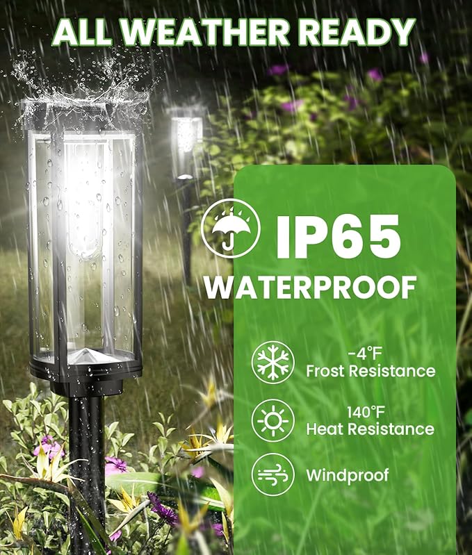 Bright Solar Pathway Lights Outdoor 8 Pack Solar Garden Lights for Outside Waterproof IP65 Auto On/Off Outdoor Light for Yard Garden Lawn Walkway Driveway Landscape Lighting