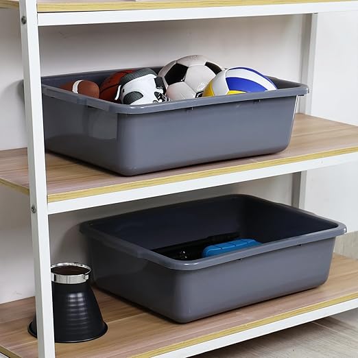 4 Packs 35 L Large Plastic Commercial Bus Tub Utility Bus Box Gray