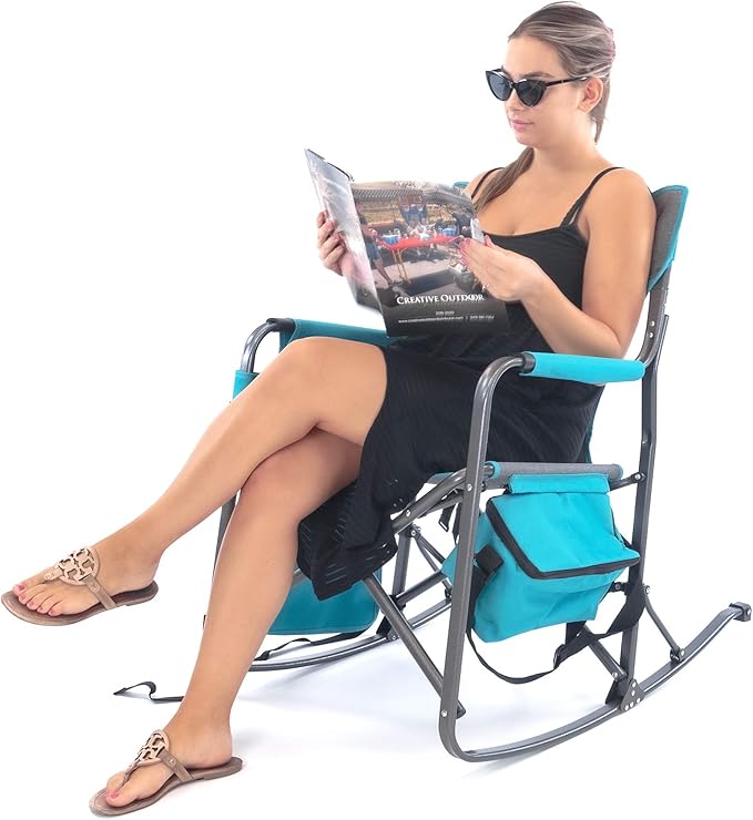 Creative Outdoor Collapsible Folding Rocking Director Chair | Camping Picnic Beach &amp Patio