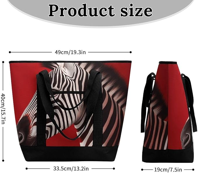 Insulated Shopping BagLarge Reusable Cooler Bags Zebra Red Printed Foldable Shopping BagTravel Waterproof Shoulder Bag