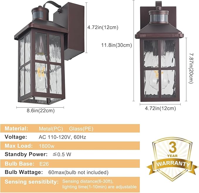 Porch Lights with GFCI Outlet with RemoteDusk to Dawn Motion Sensor Outdoor Light Upgraded 4 Lighting Modes Exterior Fixture Waterproof Outside Lights for House Patio Garage