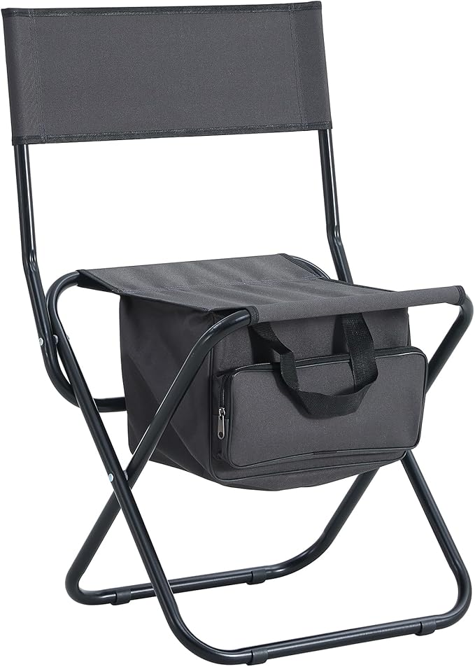 2-Piece Folding Outdoor Chair with Storage Bag Portable Chair for Indoor Outdoor Camping Picnics and FishingGrey