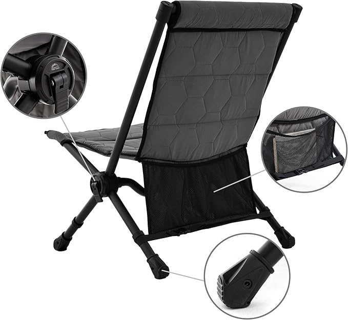 Portable Camping Chair Detachable Outdoor Chairs Folding Heavy Duty Alloy Aluminum Material with Back Pockets Carry Bag Included Great for Garden Lawn Picnic Trip Fishing