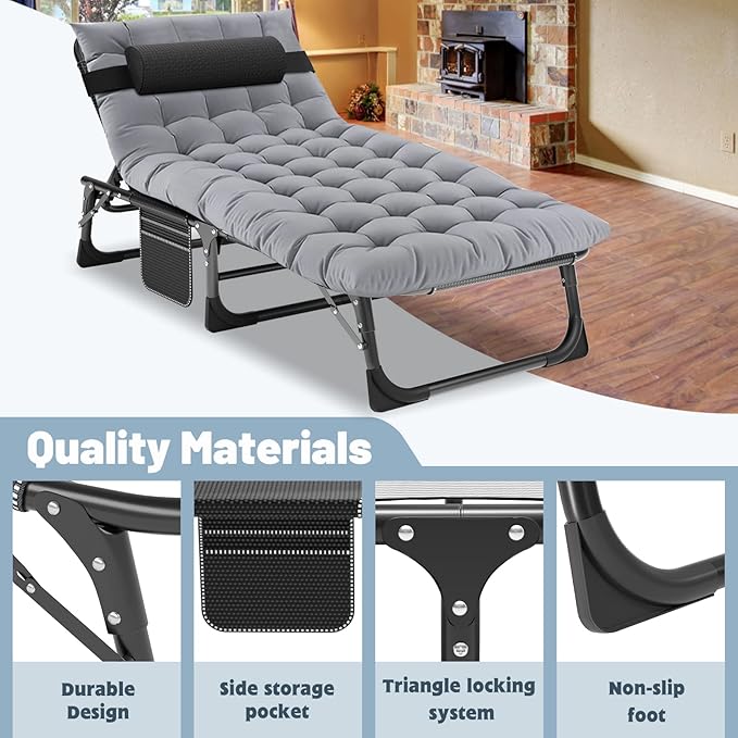 Slsy Folding Bed with Mattress Cot Size Foldable Guest Beds Hideaway Cot for Adults Portable Fold up Bed with Adjustable Positions for Home Office Indoor Outdoor