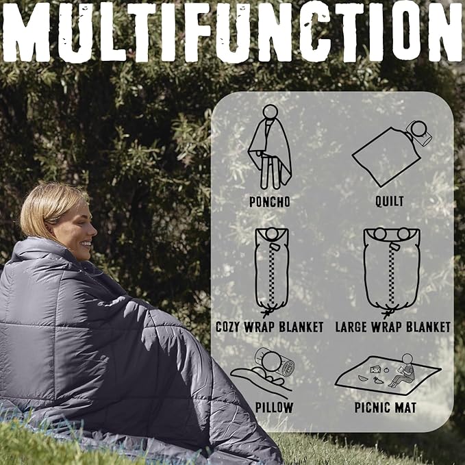 3M Thinsulate Insulation Puffy Camping Blanket for Cold Weather Queen Size Warm Camping Quilt with Zipper Waterproof Outdoor Sleeping Bag for Hammock Cozy &amp Versatile Gift for Men and Women