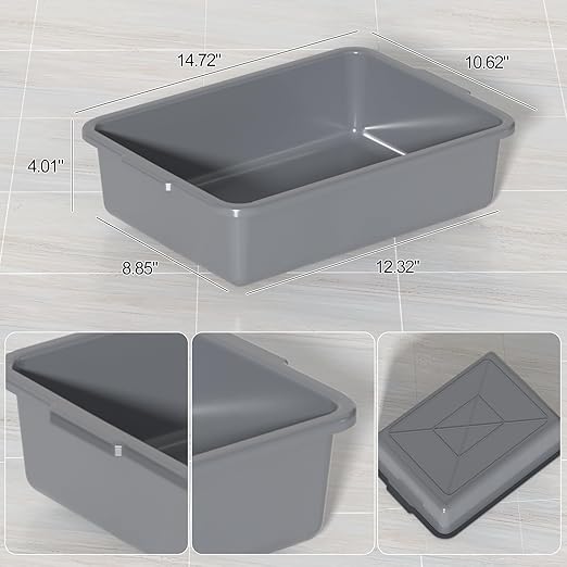 Sadstory 8 L Food Service Bus Tub Box Small Plastic Commercial Bus Tubs 5 Packs Gray