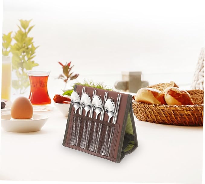 Portable Stainless Steel Utensil Set Picnic Cutlery with Spoon Fork Chopsticks Plate Ideal for Camping Barbecue Outdoor Random Color