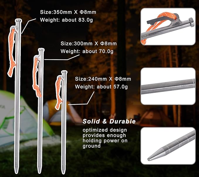 Boundless Voyage 6pcs/lot Titanium Alloy Tent Pegs Outdoor Camping Awning Tent Stakes Lightweight Hiking Climbing Tent Nail 24cm/30cm/35cm