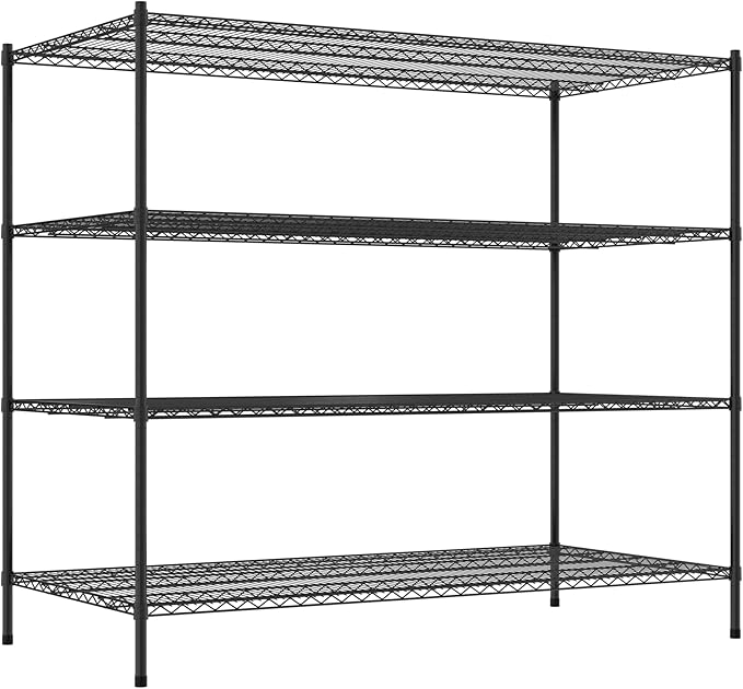 Commercial NSF Listed Black Epoxy Stationary Wire Shelving Kit 36 x 72 x 64 with 4 Shelves Perfect for Warehouse Walk-in Refrigerator Freezer Grocery Store Restaurant Dishroom