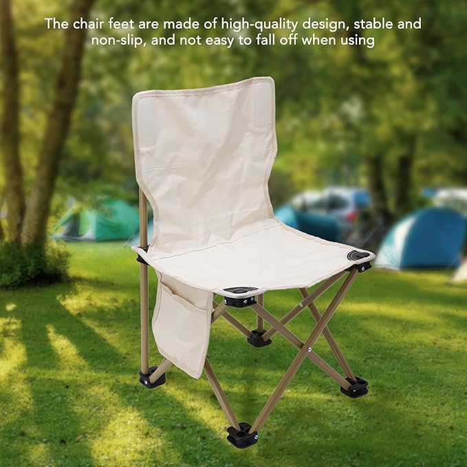 Diydeg Portable Camping Chair Folding Design Stainless Steel Frame Oxford Cloth Cushion Anti Slip Chair Feet Ideal for Outdoor Activities