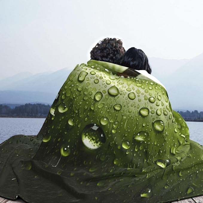 Green Fruit 50x40 Printed Soft Fleece Blanket for Sofa Bed and Camping - Cozy Blanket for Travel Picnics Nighttime Use