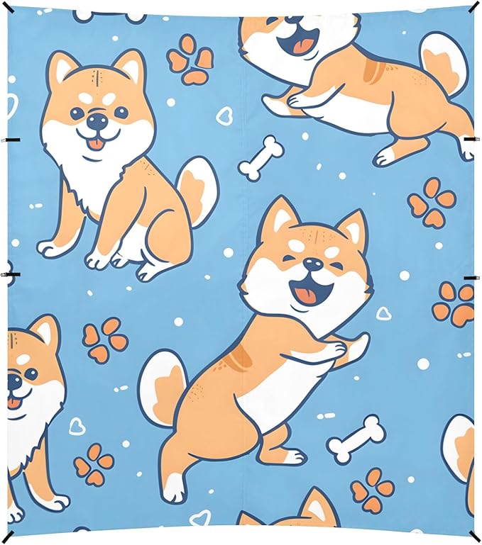 Cute Shiba Inu Paws Bones Camping Sun Shelter Beach Tent Portable Beach Sun Shade Outdoor Canopy for Camping Trips Fishing Picnic