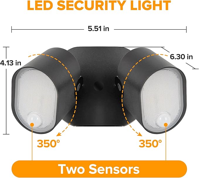 LUTEC 35W 4000LM LED FloodLights with 2 Sensors Motion Sensor Outdoor Lights 5000K Dusk to Dawn IP65 Waterproof 240 Wide Angle Motion Outdoor for Garage Patio Yard(2 Pack)