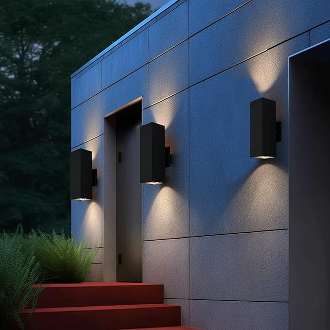 Up and Down Lights Outdoor Wall Lights RGB LED Dusk to Dawn Outdoor Lighting IP56 Black Aluminum Anti Rust Waterproof Outdoor Light Fixtures Wall Mount for House Front Door Porch Patio