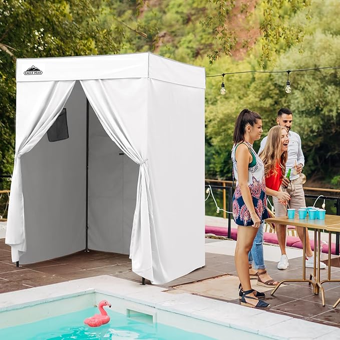 EAGLE PEAK Flex Compact 5x5 Pop-up Canopy Changing Room Portable Privacy Dressing Room for Indoor Fashion Photoshoots Camping or Pool White