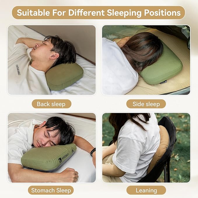 HIKEMAN Camping Memory Foam Pillow - Ultralight Travel Backpacking Ergonomic Pillow with Removable CoverNeck Lumbar Support for Outdoor CampSportHikingBackpacking Sleep (Grey)
