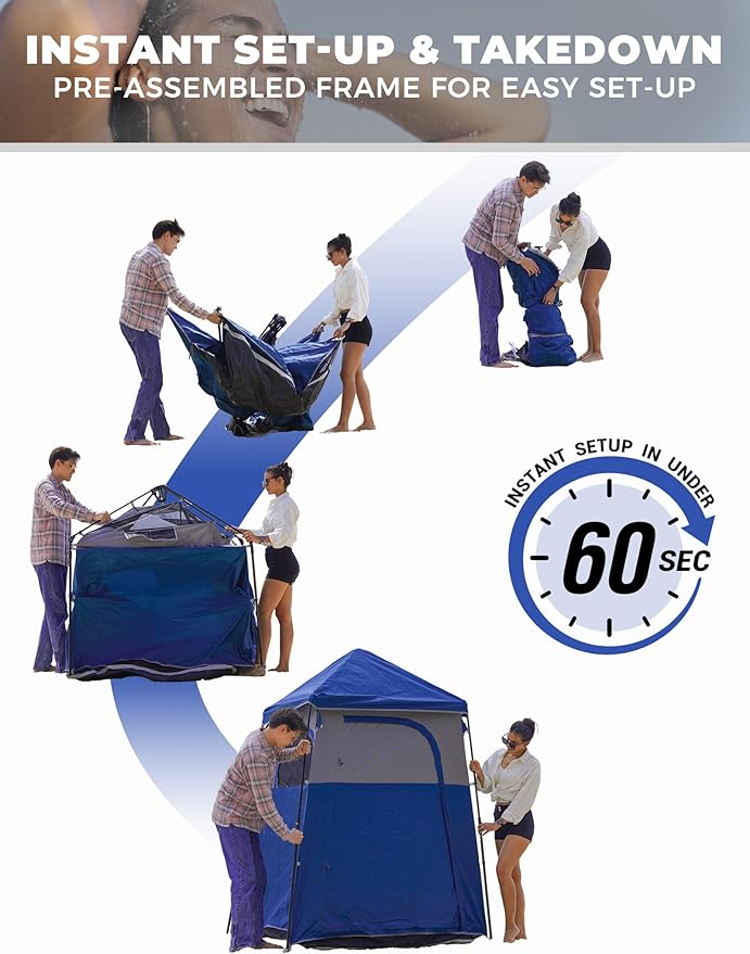 KingCamp Instant Shower Tent Portable Superior Stable Privacy Shelter Large Room Outdoor Toilet Tent with Floor for Beach Camping &amp Hiking Setup in Under 60s