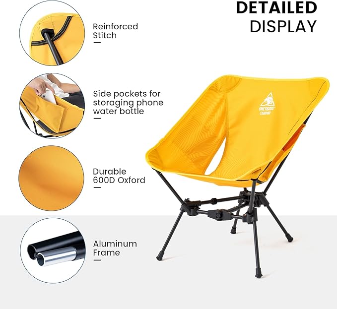 ONETIGRIS Tigerblade Camping Chair Lightweight Folding Backpacking Hiking Chair Compact Portable 330 lbs Capacity