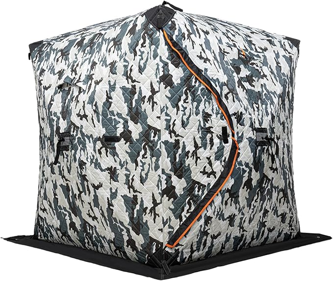 Portable Ice Fishing Tent 3 Person shelter Tent with Windproof Fabric StripsProtect Against Water/Cold Wind 35 Square Feet Insulated Ice Fishing Shelter Area for Ice Fishing