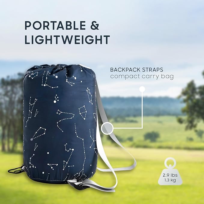 Wake In Cloud - Kids Sleeping Bag for Boys Toddlers Camping in Warm Cold Weather Backpacking Lightweight Compact Outdoor Liner for 3 Seasons Constellation Galaxy