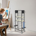 Mobile Vinyl Roll Holder Cart 40 Compartments Vinyl Storage Organizer with 6 Hooks &amp Extra Paper Roll Organizer Tray on 2 Side Vinyl Storage Rack with Wheels for Craft Room (Black)