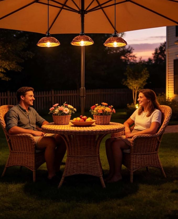 Outdoor Chandelier Lights Waterproof Battery Operated Pendant Lights for Gazebo Pergola Patio Porch IP65 Weatherproof(3 Packs)