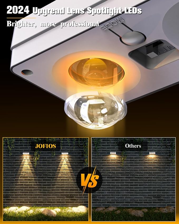 Solar Fence Lights 12 Pack 50 Lumens Outdoor Fence Solar Lights with 12 Modes RGB Color Glow LED Solar Lights Outdoor Waterproof for Patio Backyard Deck Fence Railing.（White Shell）
