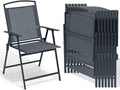 Crestlive Products Patio Folding Chairs Set of 8 Outdoor Folding Chairs with Durable Rust-Resistant Frame and Breathable Textilene Material for Outside Gray